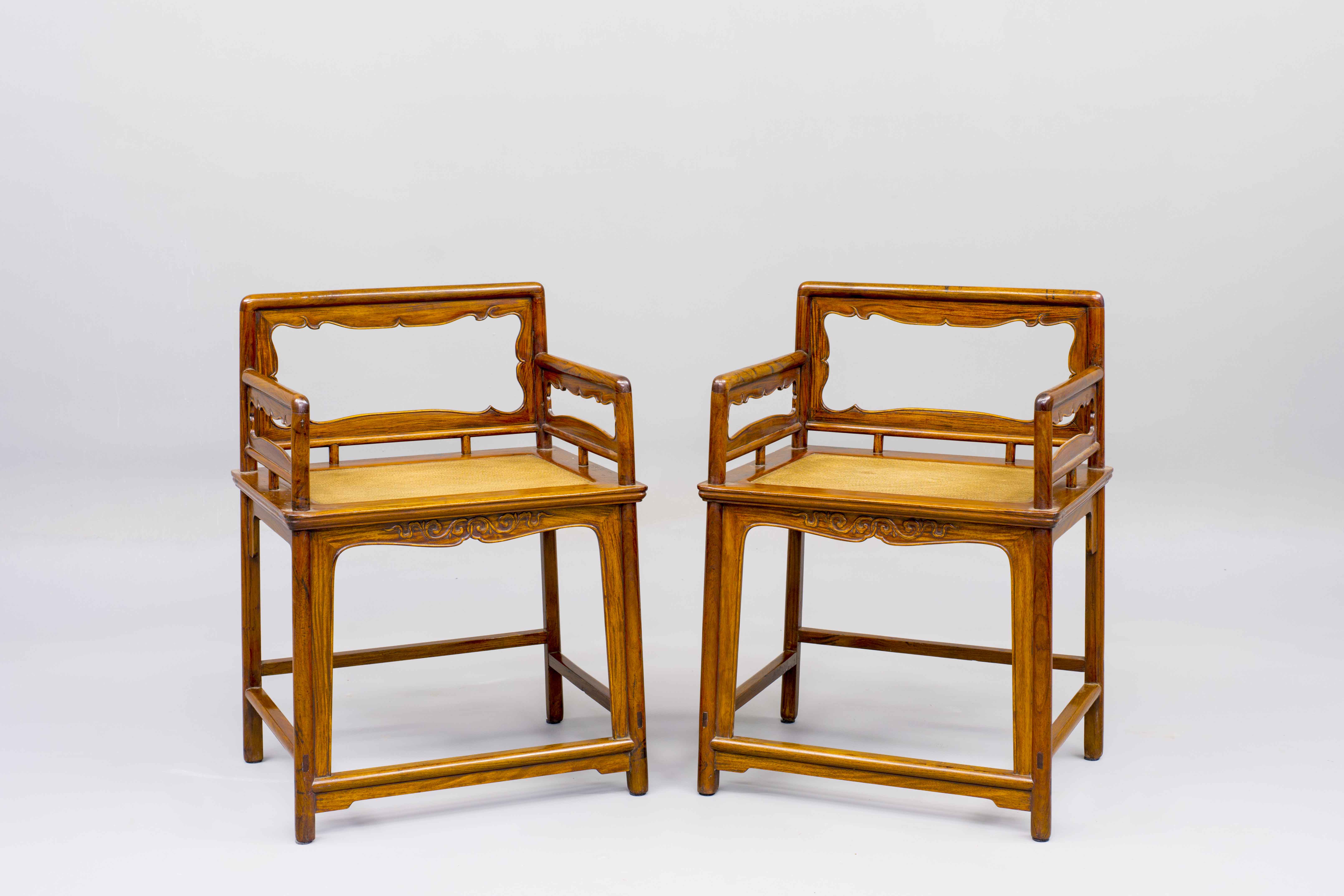 A pair of Huanghuali Wood Rose Chairs
